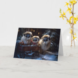 Pekingese Christmas Festive Season Card