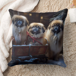 Pekingese Christmas Festive Season Cushion