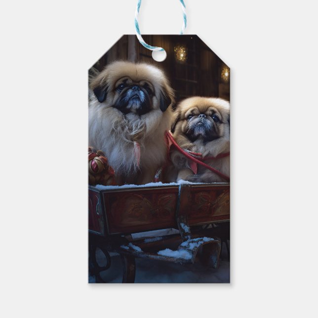 Pekingese Christmas Festive Season Gift Tags (Front)