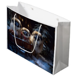 Pekingese Christmas Festive Season Large Gift Bag