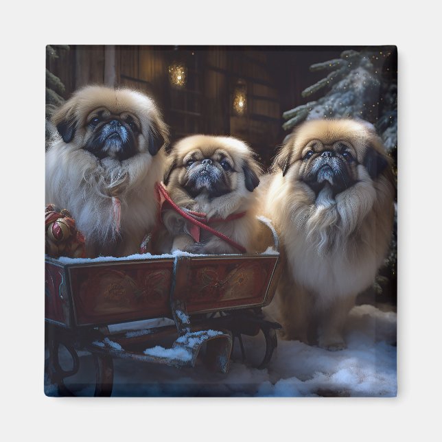 Pekingese Christmas Festive Season Magnet (Front)