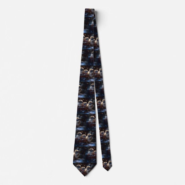 Pekingese Christmas Festive Season Tie (Front)
