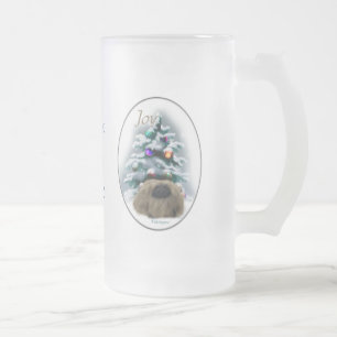 Pekingese Christmas Gifts Frosted Glass Beer Mug