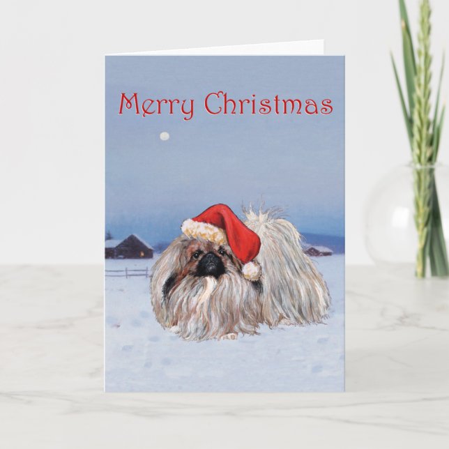 Pekingese Christmas Greeting Card (Front)