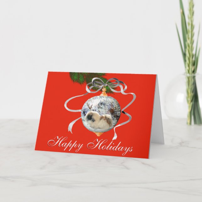 Pekingese Christmas Greeting Card (Front)