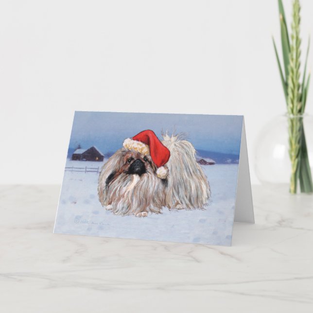 Pekingese Christmas Greeting Card (Front)