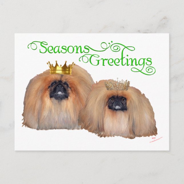 Pekingese Christmas Holiday Postcard (Front)
