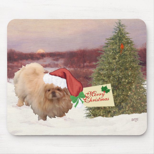 Pekingese Christmas Mouse Mat (Front)