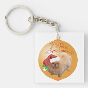 Pekingese Christmas Ornament Key Ring