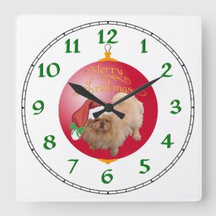 Pekingese Christmas Ornament Square Wall Clock