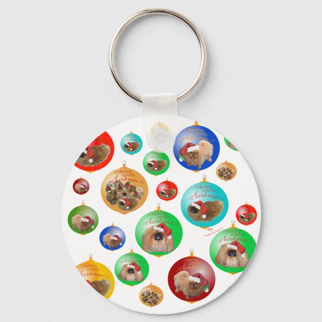 Pekingese Christmas Ornaments Key Ring (Front)
