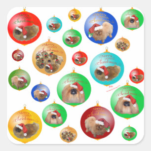 Pekingese Christmas Ornaments Square Sticker