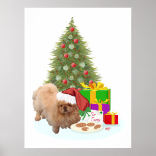 Pekingese Christmas Poster