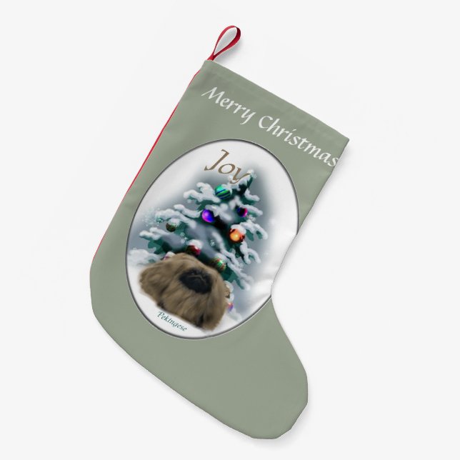 Pekingese Christmas Small Christmas Stocking (Front (Hanging))
