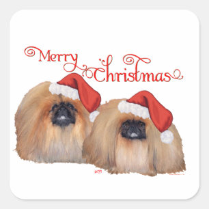 Pekingese Christmas Square Sticker