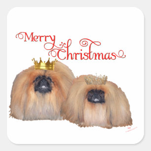 Pekingese Christmas Square Sticker