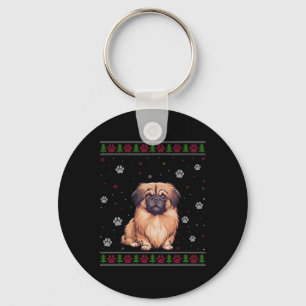Pekingese Christmas Sweater Xmas Pet Animal Dog Lo Key Ring