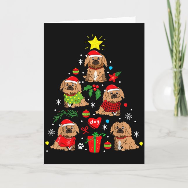 Pekingese Christmas Tree Ornament Funny Dog Gift  Card (Front)