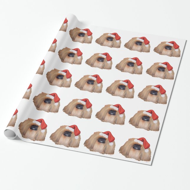 Pekingese Christmas Wrapping Paper (Unrolled)