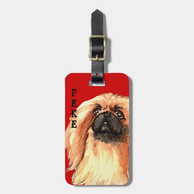 Pekingese Colour Block Luggage Tag (Front Vertical)