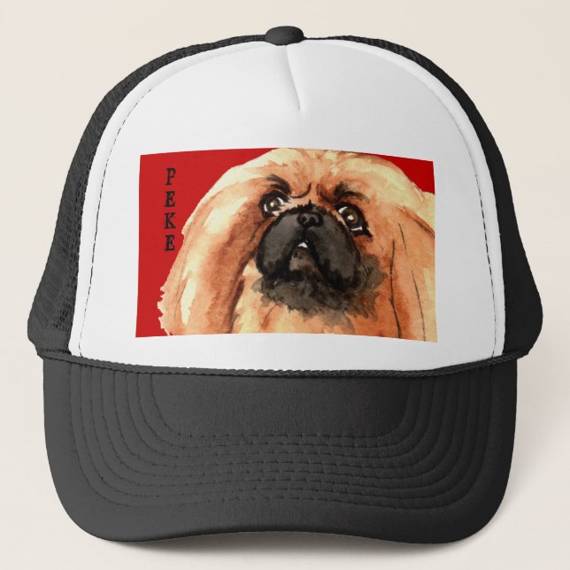 Pekingese Colour Block Trucker Hat (Front)
