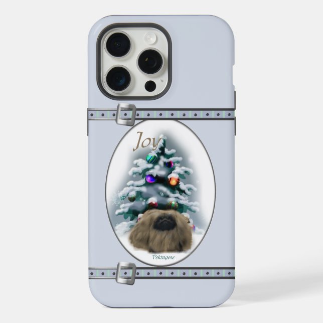 Pekingese Cute Blue Christmas Holidays iPhone Case (Back)