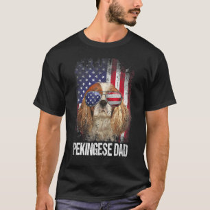 Pekingese Dad With Proud American Flag Dog T-Shirt