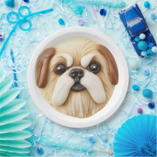 Pekingese Dog 3D Inspired Paper Plate