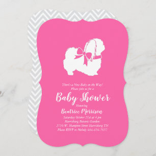 Pekingese Dog Baby Shower Girl Pink Invitation