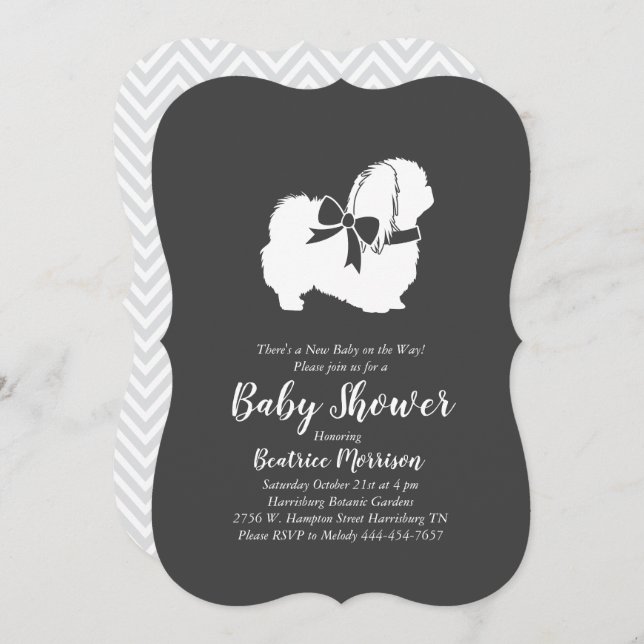 Pekingese Dog Baby Shower Neutral Invitation (Front/Back)