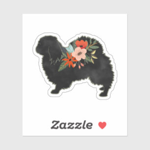 Pekingese Dog Breed Boho Floral Silhouette