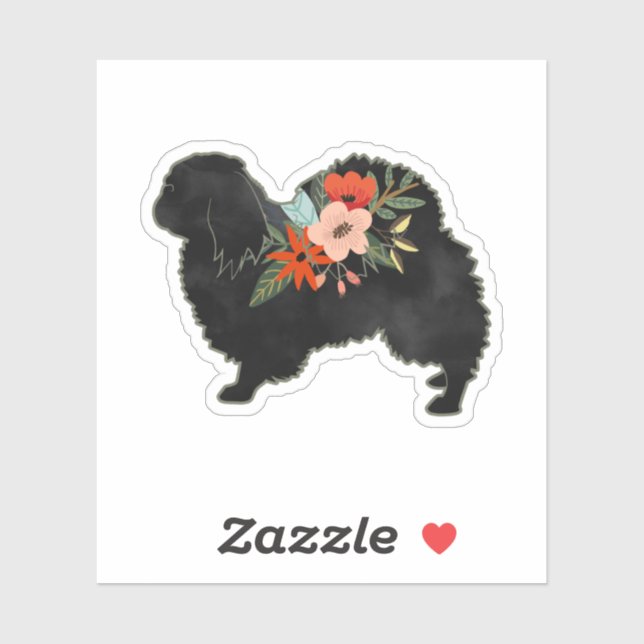 Pekingese Dog Breed Boho Floral Silhouette (Sheet)