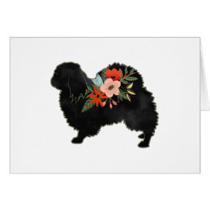 Pekingese Dog Breed Boho Floral Silhouette Card