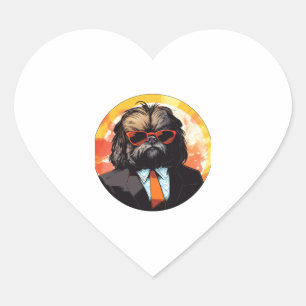 Pekingese Dog Businessman Heart Sticker
