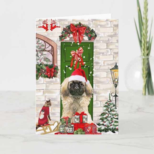 Pekingese Dog Christmas  Card (Front)
