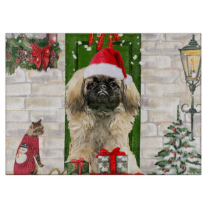 Pekingese Dog Christmas Cutting Board
