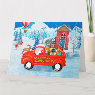 Pekingese Dog Christmas Delivery Truck Snow  Card
