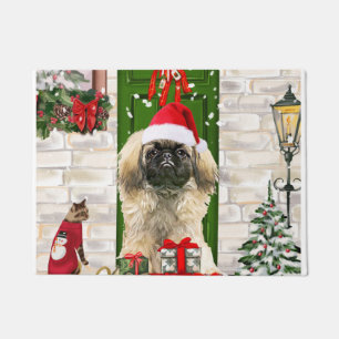 Pekingese Dog Christmas Doormat