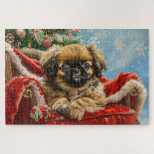 Pekingese Dog Christmas Festive Jigsaw Puzzle