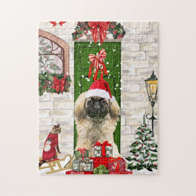 Pekingese Dog Christmas  Jigsaw Puzzle (Vertical)