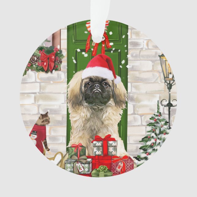 Pekingese Dog Christmas Ornament (Front)