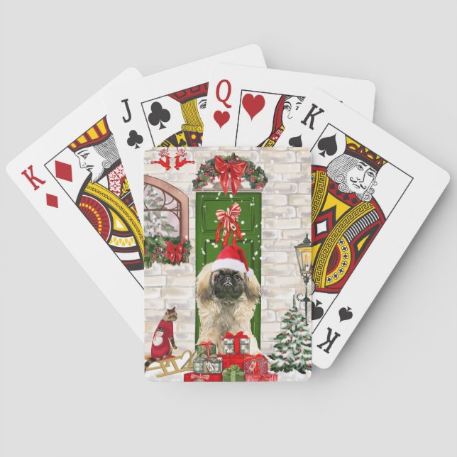 Pekingese Dog Christmas  Playing Cards (Back)
