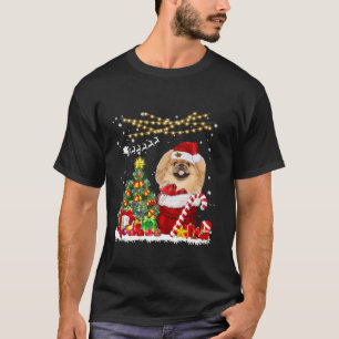 Pekingese Dog Christmas Tree Lights Dog Owner Xmas T-Shirt