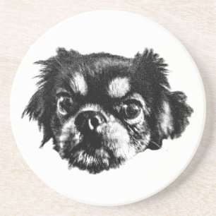 Pekingese Dog Coaster – Black & White Art