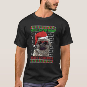 Pekingese Dog Funny Woof Merry Christmas T-Shirt
