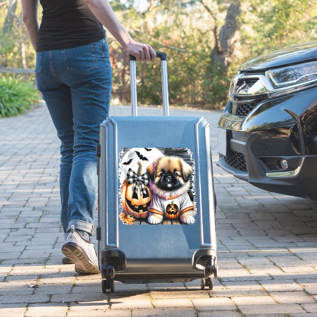 Pekingese Dog Halloween Square (Suitcase Insitu)
