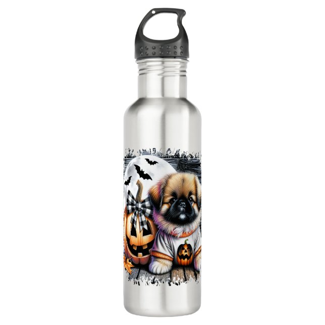 Pekingese Dog Halloween Square 710 Ml Water Bottle (Front)