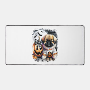 Pekingese Dog Halloween Square Desk Mat