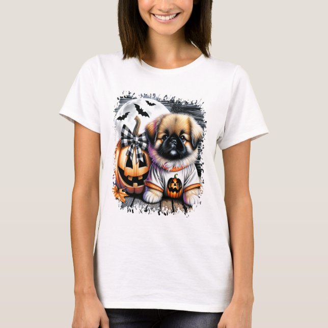 Pekingese Dog Halloween Square T-Shirt (Front)