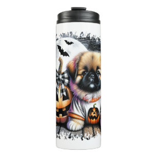 Pekingese Dog Halloween Square Thermal Tumbler